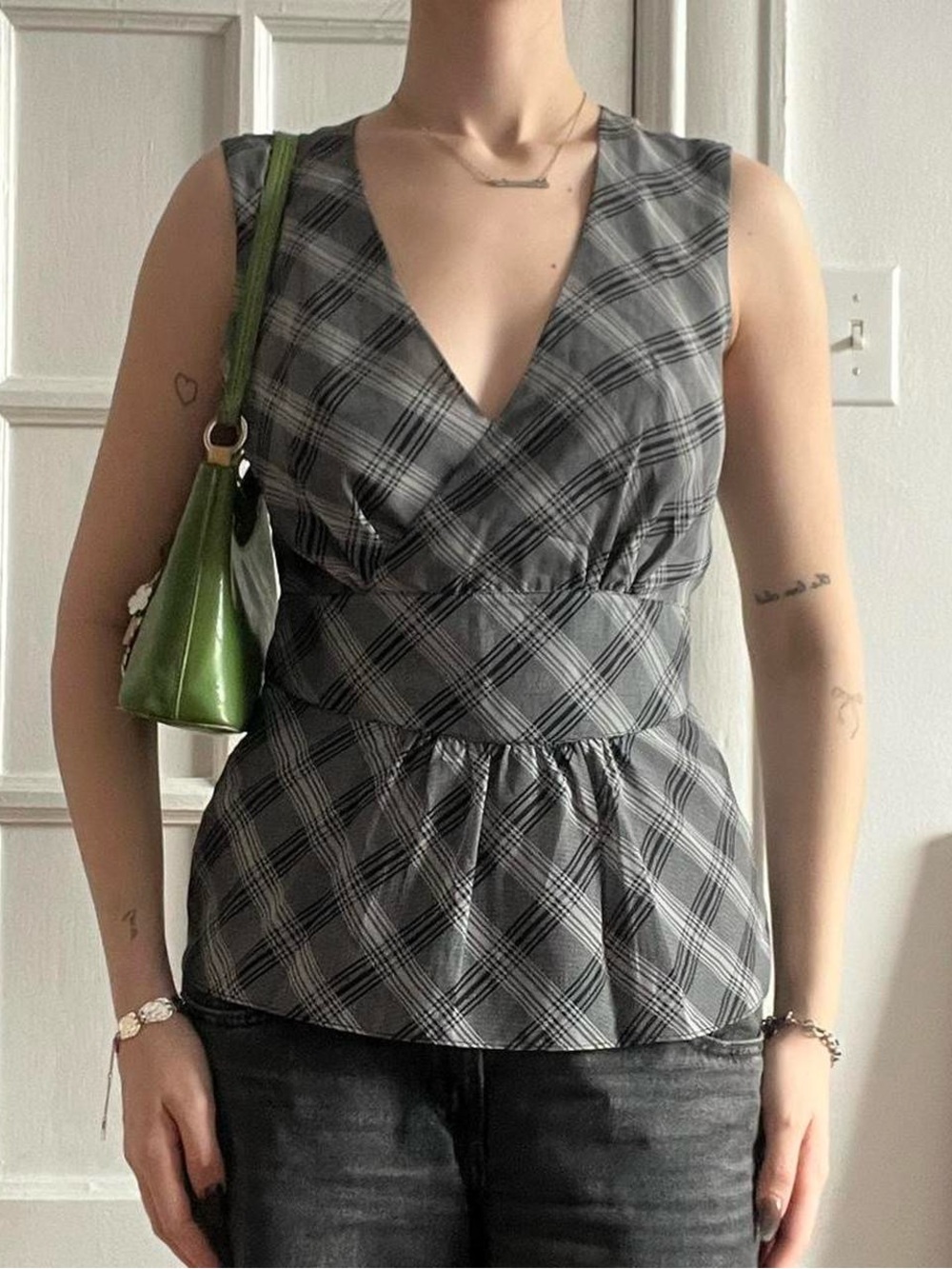Size Small Tristan Grey Plaid Tank Top